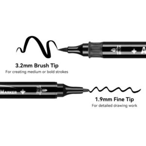 Arrtx Akryylitussi 1 kpl Black Colors Acrylic Paint Marker Dual Tip