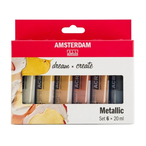 Amsterdam Akryylisarja 6×20 ml Metallic