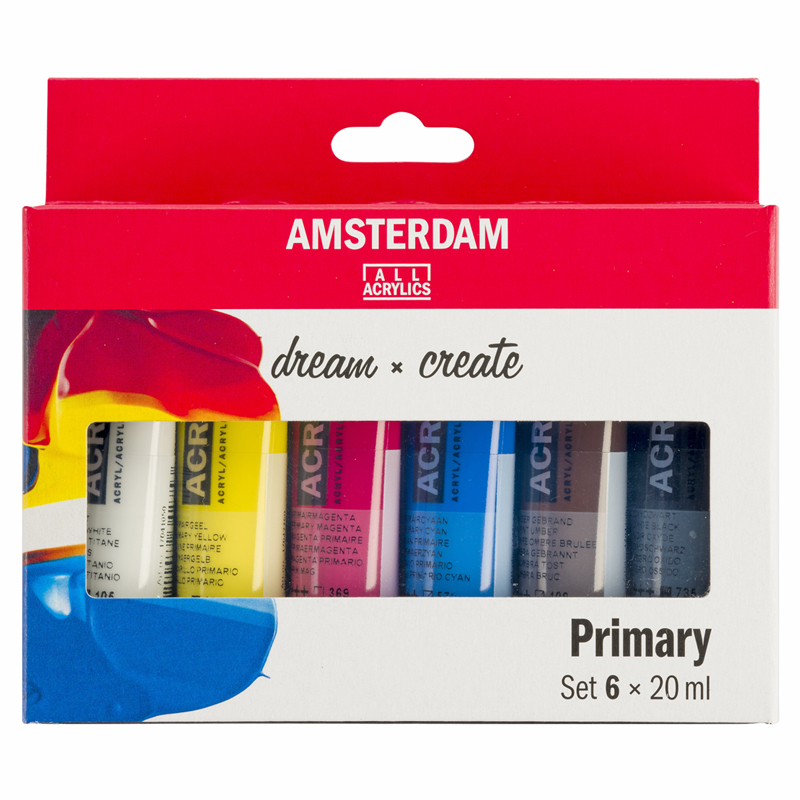 Amsterdam Akryylisarja 6×20 ml Primary