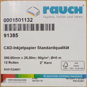 Paperirulla 80g, valkoinen Rauch